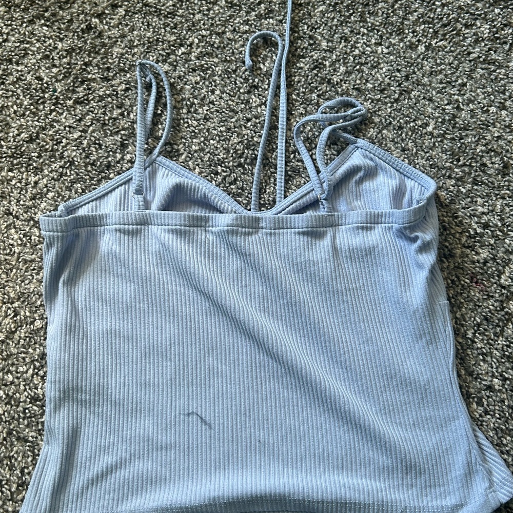 Light Blue Ribbed Women's Top